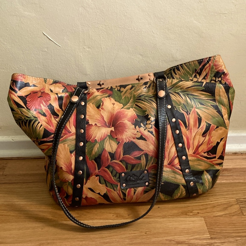 Patricia Nash Valerie Pochette Pieghevole In Pelle Con Stampa Floreale Acquerello, 26x14x7,6 Cm